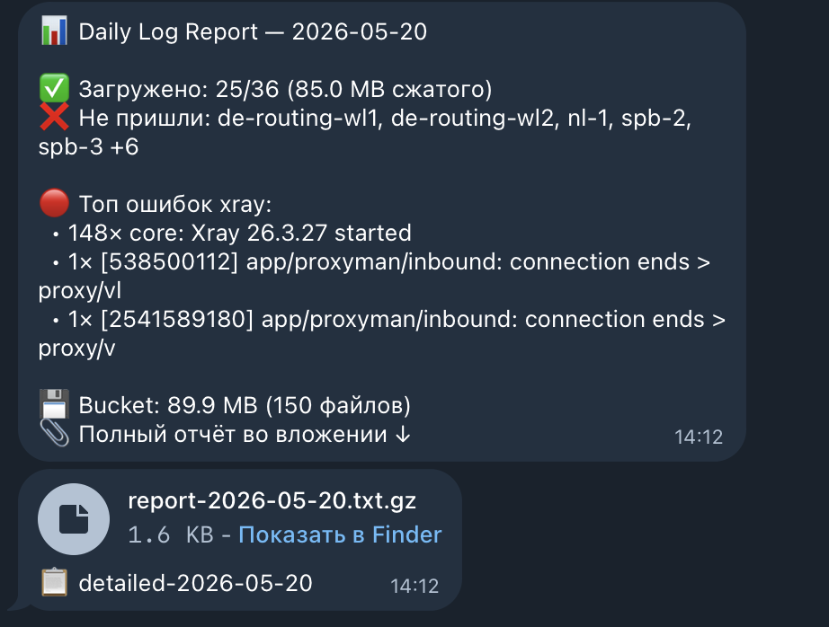 Telegram отчёт